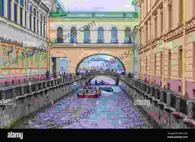 A Boat Sailing Along The Canals Of St. Petersburg, With The Hermitage Museum In The Background. Sailing The Waterways Of Russia S North