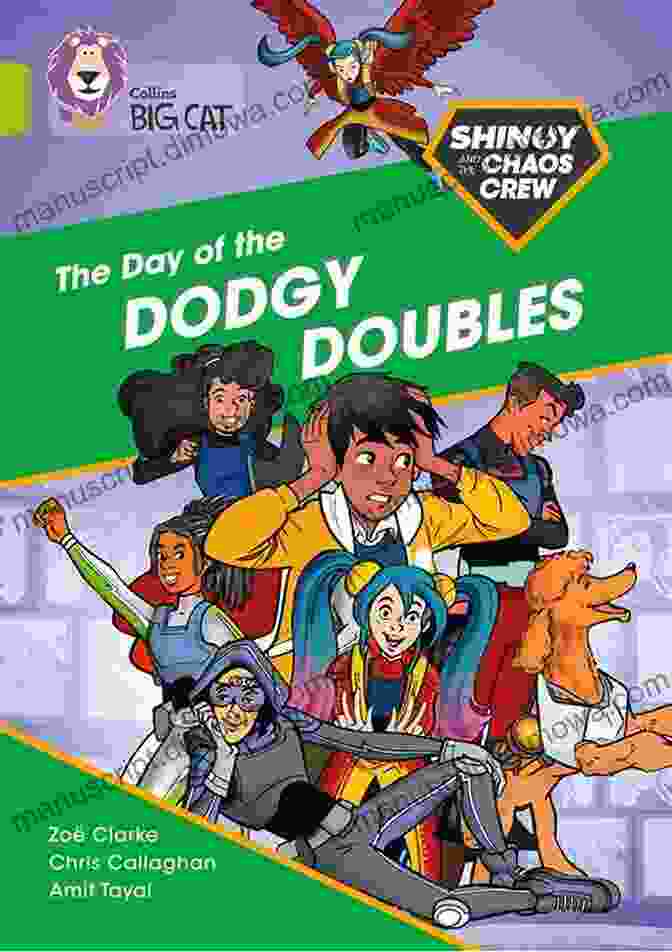 Book Cover Of 'The Day Of The Dodgy Doubles' Featuring A Group Of Characters With Their Faces Obscured By Masks And Disguises. Shinoy And The Chaos Crew: The Day Of The Dodgy Doubles: Band 11/Lime (Collins Big Cat)